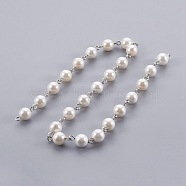 Handmade Shell Pearl Beaded Chains, Unwelded, with Iron Needle, Round, Platinum, 8mm, 39.37 inch, 1m/strand(AJEW-JB00463-02)