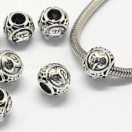 Alloy European Beads, Large Hole Rondelle Beads, with Constellation/Zodiac Sign, Antique Silver, Aries, 10.5x9mm, Hole: 4.5mm(PALLOY-S082-01)