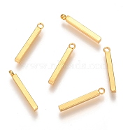 304 Stainless Steel Pendants, Rectangle/Bar, Golden, 17.5x2x2mm, Hole: 1.7mm(STAS-I100-32G)