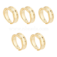 5Pcs Brass Wave Open Cuff Ring for Women, Light Gold, US Size 5 1/4(15.9mm)(RJEW-UN0002-33LG)