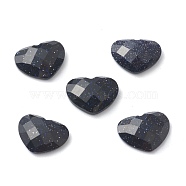 Synthetic Blue Goldstone Cabochons, Faceted, Heart, 9x11x3.5mm(G-B009-11)