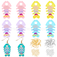 Olycraft Fishbone Dangle Earrings DIY Making Kits, Including Translucent Acrylic Pendants, Brass Earring Hooks and Iron Jump Rings, Mixed Color, Pendants: 20pcs/set(DIY-OC0008-05)