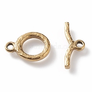 Ion Plating(IP) 304 Stainless Steel Toggle Clasps, Textured, Ring, Golden, Ring: 16x12x2.2mm, Hole: 2mm, Bar: 18x7x2.2mm, Hole: 2mm(STAS-M279-02G)