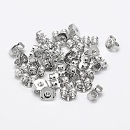 Brass Ear Nuts, Friction Earring Backs for Stud Earrings, Cadmium Free & Nickel Free & Lead Free, Platinum, 5x5x3mm, Hole: 1mm(KK-M163-02P-NR)