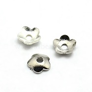 5-Petal Brass Tiny Flower Bead Caps, Platinum, 4x1mm, Hole: 1mm(KK-O043-06P)