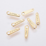 304 Stainless Steel Chain Tabs, Chain Extender Connectors, Golden, 10x3x0.6mm, Hole: 0.8mm and 1.6mm(STAS-L234-011G)