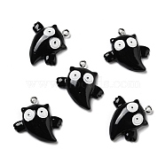 Halloween Opaque Resin Pendants, with Platinum Tone Iron Loops, Ghost, Black, 28x26~27x6mm, Hole: 2mm(RESI-D055-103P-01)