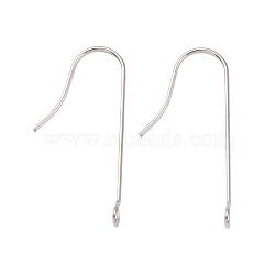 316 Surgical Stainless Steel Earring Hooks, with Vertical Loops, Stainless Steel Color, 28x3mm, Hole: 1.8mm, 21 Gauge, Pin: 0.7mm(STAS-E027-01B-P)