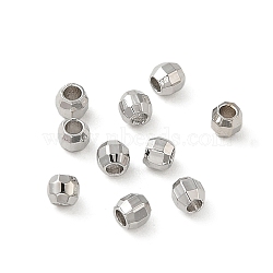 Brass Spacer Beads, Faceted, Barrel, Real Platinum Plated, 2x1.7mm, Hole: 0.8mm(KK-P249-02A-P)