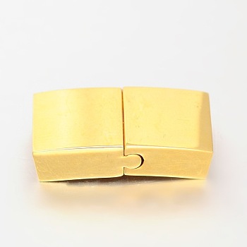 Smooth Surface 316 Surgical Stainless Steel Rectangle Magnetic Clasps with Glue-in Ends, Golden, 22x12x5mm, Hole: 10x3mm