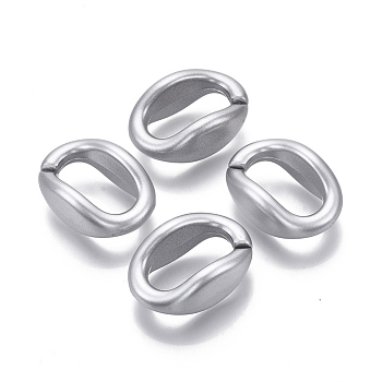 Spray Painted CCB Plastic Linking Rings, Quick Link Connectors, For Jewelry Cable Chains Making, Oval, Silver, 31x21x12.5mm, Inner Diameter: 11x21mm