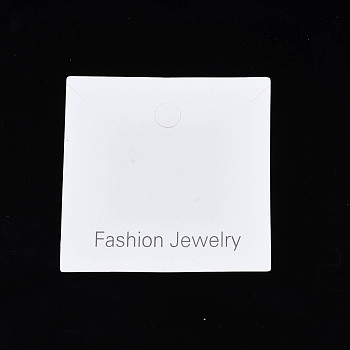 Cardboard Jewelry Display Cards, for Necklaces, Jewelry Hang Tags, Square with Word Fashion Jewelry, White, 8x8x0.04cm