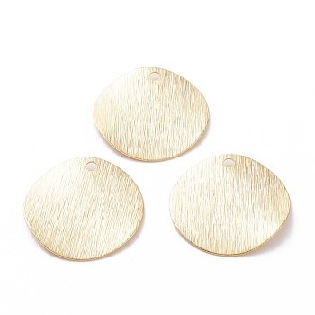 Brass Charms, Flat Round, Real 24K Gold Plated, 20x1mm, Hole: 1.6mm