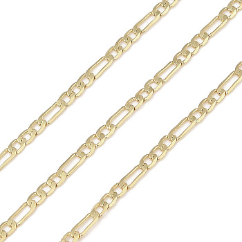 Rack Plating Brass Link Chains, Unwelded, with Spool, Long-Lasting Plated, Cadmium Free & Lead Free, Real 18K Gold Plated, 6x2x0.5mm