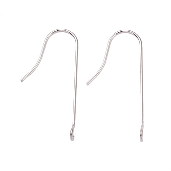 316 Surgical Stainless Steel Earring Hooks, with Vertical Loops, Stainless Steel Color, 28x3mm, Hole: 1.8mm, 21 Gauge, Pin: 0.7mm