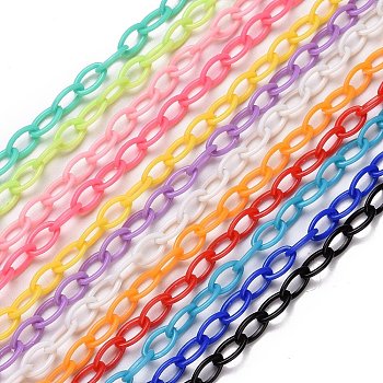 Opaque Acrylic Cable Chains, Mixed Color, 13x7.5x1.5mm, about 1.67 Feet(0.51m)/Strand