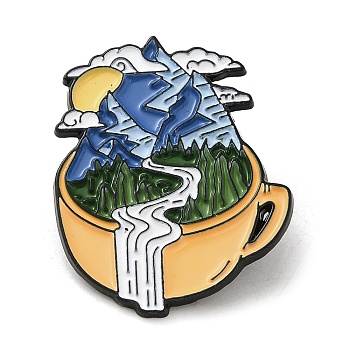 Outdoor Camping Theme Enamel Pins, Black Alloy Badge for Backpack Clothes, Cup, 30x24x1.5mm
