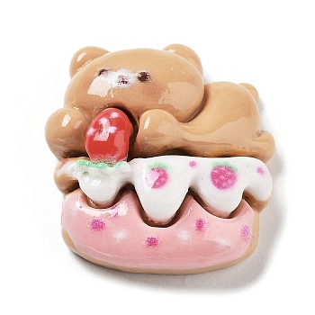 Opaque Resin & Plastic Cabochons, Animals, Cake, Bear, 25x23x9mm