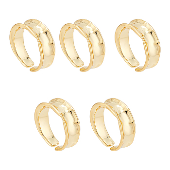 Unicraftale 5Pcs Brass Wave Open Cuff Ring for Women, Light Gold, US Size 5 1/4(15.9mm)