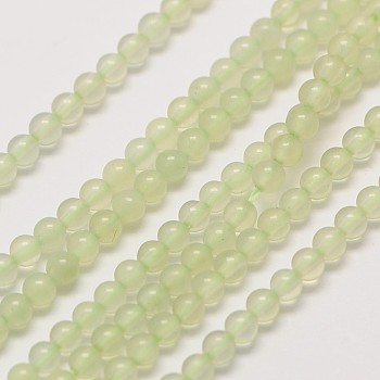 Natural New Jade Bead Strands, Round, 3mm, Hole: 0.8mm, about 126pcs/strand, 16 inch