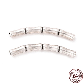 925 Sterling Silver Tube Beads, Bamboop-shaped with Textured, Antique Silver, 24x5x2.5mm, Hole: 1.4mm, about 20Pcs/10g