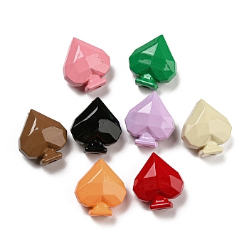 Opaque Baking Paint Acrylic Beads, Faceted Heart, Mixed Color, 20.5x18.5x11mm, Hole: 3.2mm