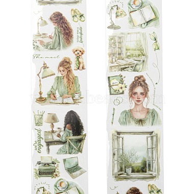 Woman with Book Waterproof PET Stickers(DIY-G116-01E)-2