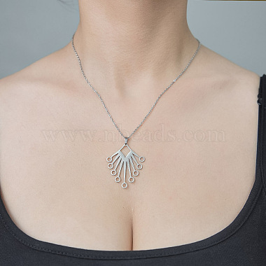 201 Stainless Steel Hollow Rhombus Pendant Necklace(NJEW-OY002-24)-2