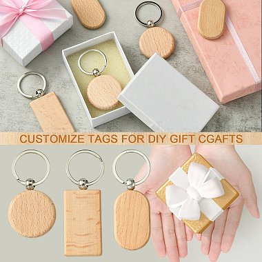 30Pcs 3 Style Rectangle/Flat Round Wooden Blank Engravable Tags Keychain(KEYC-YW0001-08)-5