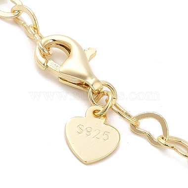925 tobilleras con cadena de eslabones de corazón de plata de ley para mujer(AJEW-F162-008G)-2
