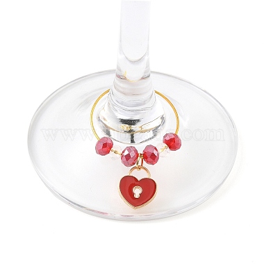 Valentine's Day Theme Heart Alloy Enamel Wine Glass Charms(AJEW-JO00195)-3