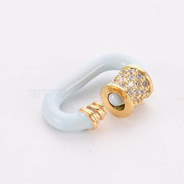 Brass Micro Pave Clear Cubic Zirconia Screw Carabiner Lock Charms(ZIRC-S067-068F-NR)-2