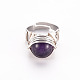 Adjustable Gemstone Round Finger Rings(RJEW-T019-01D-S)-1