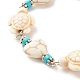 Heart & Tortoise Synthetic Turquoise(Dyed) Beaded Bracelet(BJEW-JB07302-01)-4