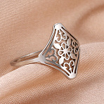 201 Stainless Steel Finger Rings, Hollow Rhombus & Flower, Stainless Steel Color, Inner Diameter: 17mm(FS-WG07FAA-02)
