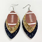 Synthetic Leather Dangle Earrings, Platinum, Ball Theme, Rugby, 80mm(FS-WG9193E-02)