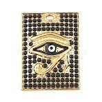 304 Stainless Steel Enamel Pendants, Rectangle & Eye of Horus Charm, PVD Vacuum Plating, Real 18K Gold Plated, 35x26x5mm, Hole: 2mm(STAS-Z186-04G)