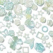 Gradient Color Resin Beads, Flower & Leaf & Butterfly, Mixed Shapes, Light Cyan, 12~26x13~27x2~7.5mm, Hole: 1.4~1.8mm(RESI-Q221-01E)