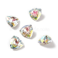Glass Rhinestone Cabochons, Pointed Back & Back Plated, Triangle, Light Crystal AB, 12x12x5.3mm(RGLA-J023-A-001LA)