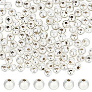 Brass Spacer Beads, Long-Lasting Plated, Round, 925 Sterling Silver Plated, 5mm, Hole: 1.4mm, about 150pcs/box(KK-BBC0012-18C)