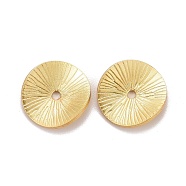 Textured Brass Beads, Long-Lasting Plated, Curved Flat Round, Light Gold, 11x10.5x2mm, Hole: 1.3mm(X-KK-Z024-01G)