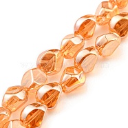 Pearl Luster Plated Electroplate Transparent Glass Beads Strands, Faceted Polygon, Sandy Brown, 7.5x6x6.8mm, Hole: 1mm, about 90pcs/strand, 26.85 inch(68.2cm)(EGLA-G037-04A-PL03)