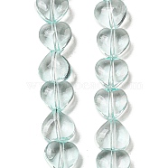 Baking Paint Transparent Glass Beads Strands, Heart, Turquoise, 8x8x4.5mm, Hole: 0.8mm, about 99~100pcs/strand, 29.13~29.53 inch(74~75cm)(DGLA-A08-T8mm-KD09)