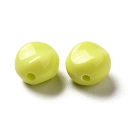 Opaque Acrylic Beads, Flat Round, Green Yellow, 9.5~10x12mm, Hole: 1.8mm, about 1110pcs/500g(OACR-L013-003J)