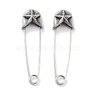 Star 316 Surgical Stainless Steel Safety Pin Hoop Earrings for Women, Antique Silver, 41.5x5.5x12mm(EJEW-Z050-31B-AS)