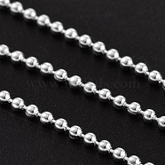 Silver Color Plated Iron Ball Bead Chains, with Spool, Soldered, Bead: about 1.5mm in diameter, about 32.8 Feet(10m)/roll(X-CHB001Y-S)