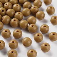 Opaque Acrylic Beads, Round, Dark Goldenrod, 10x9mm, Hole: 2mm, about 940pcs/500g(MACR-S370-C10mm-29)