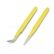 401 Stainless Steel Tweezers Set, with Flat & Bent Tip Tweezers, Yellow, 10.7~11.05x0.8~0.9x0.25~0.3cm, 2pcs/set(TOOL-D059-05P-02)