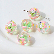 Transparent Acrylic Beads, Hand Painted Beads, Bumpy, Round, Letter M, 18x17mm(WG39989-16)