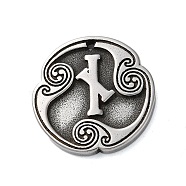 Rune Letters Alloy Pendants, Round, Antique Silver, 25x3mm, Hole: 1.6mm(PALLOY-S193-01AS-10)